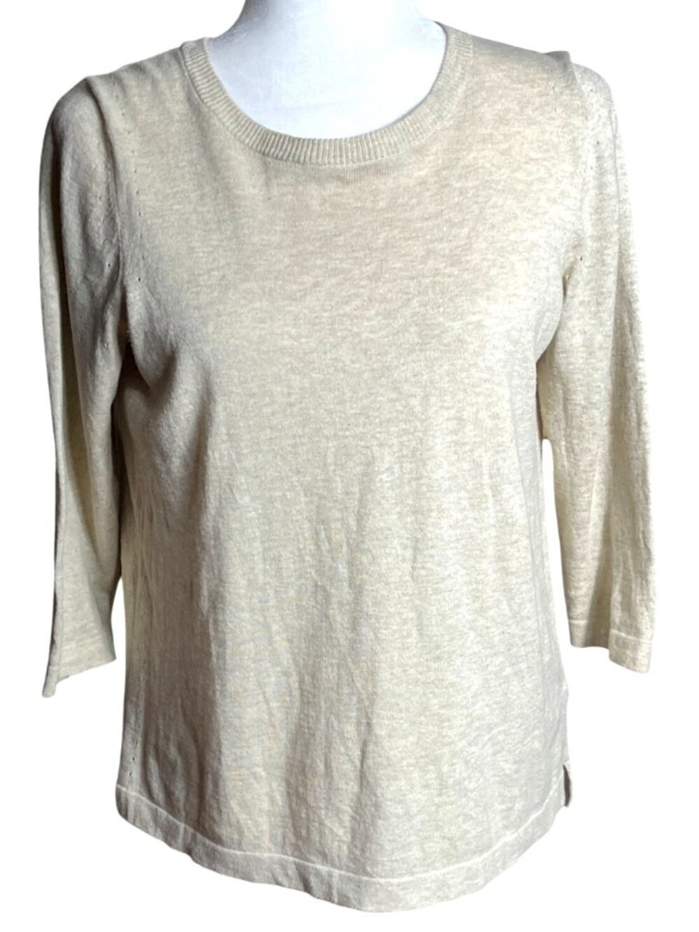 Oatmeal Beige Bow Accent Sweater Light Academia Coquette Cottagecore Preppy Wm S